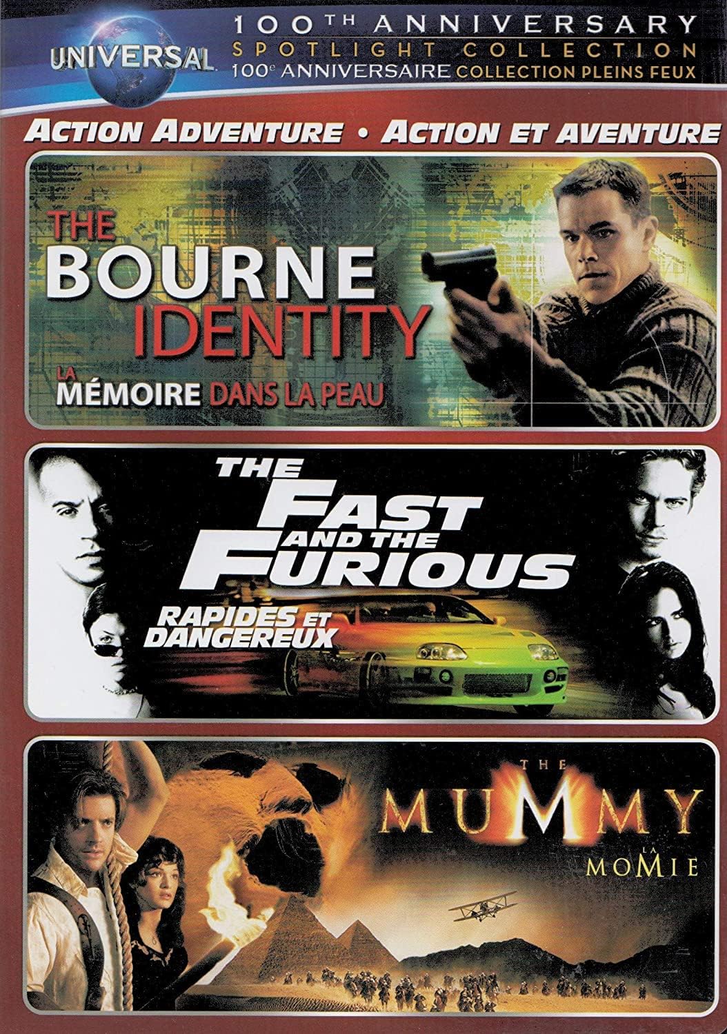Action Adventure Spotlight Collection (The Bourne Identity / The Fast and the Furious / The Mummy) (Universal's 100th Anniversary Edition) [DVD]