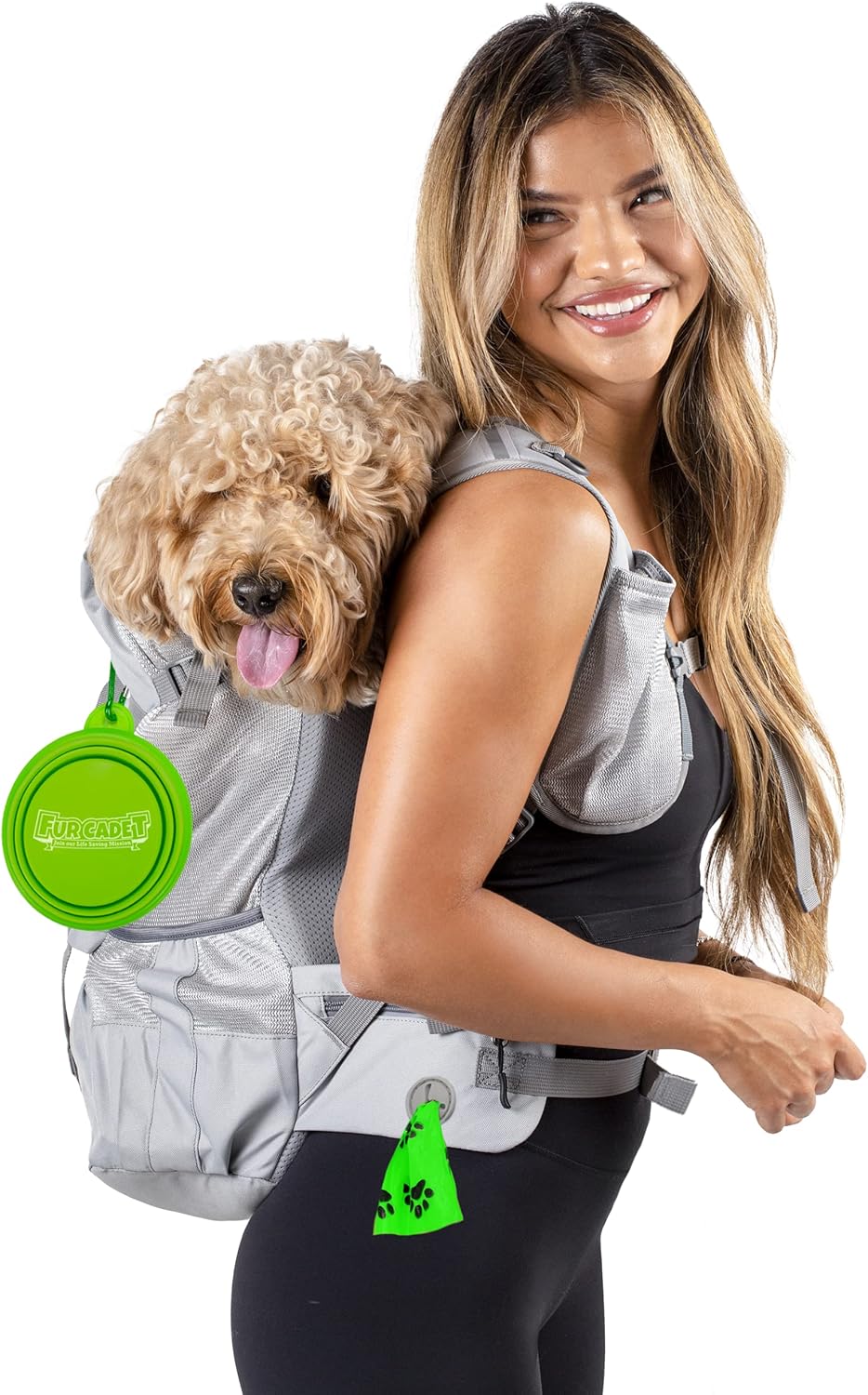 FUR CADET Plush and Comfy Dog Carrier Backpack for Hiking and Selfie-Worthy Adventures, Loaded with Pockets, Collapsible Dog Bowl and Potty Bags, Premium Pet Carrier Bag for Travel : Pet Supplies