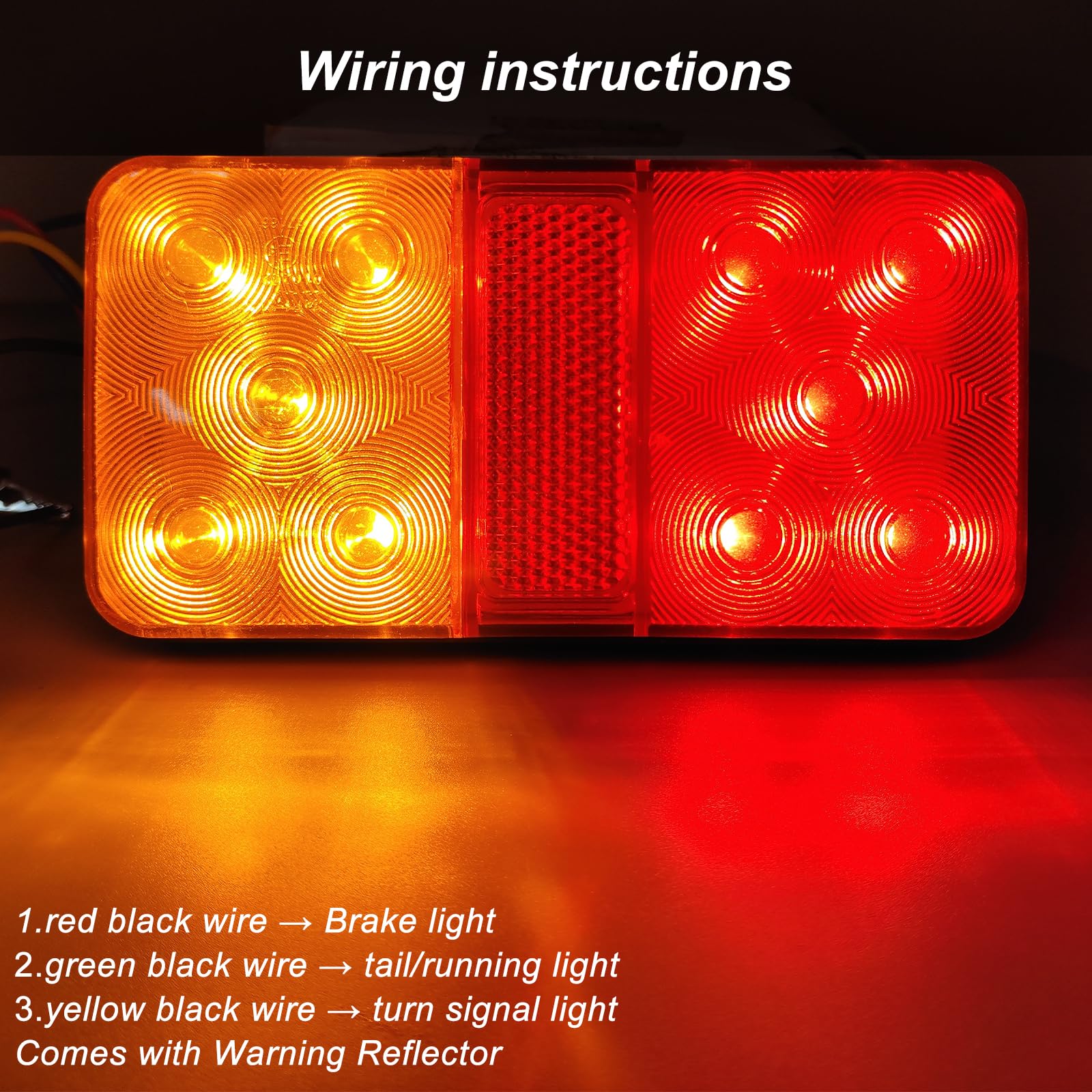 Ygmylandbb LED Truck Tail Light, Trailer 12v Rear Lights, RV Tail Lights, 10 LEDs Brake Turn Signal All in one trailer taillights with Safety Reflector, 2Pcs