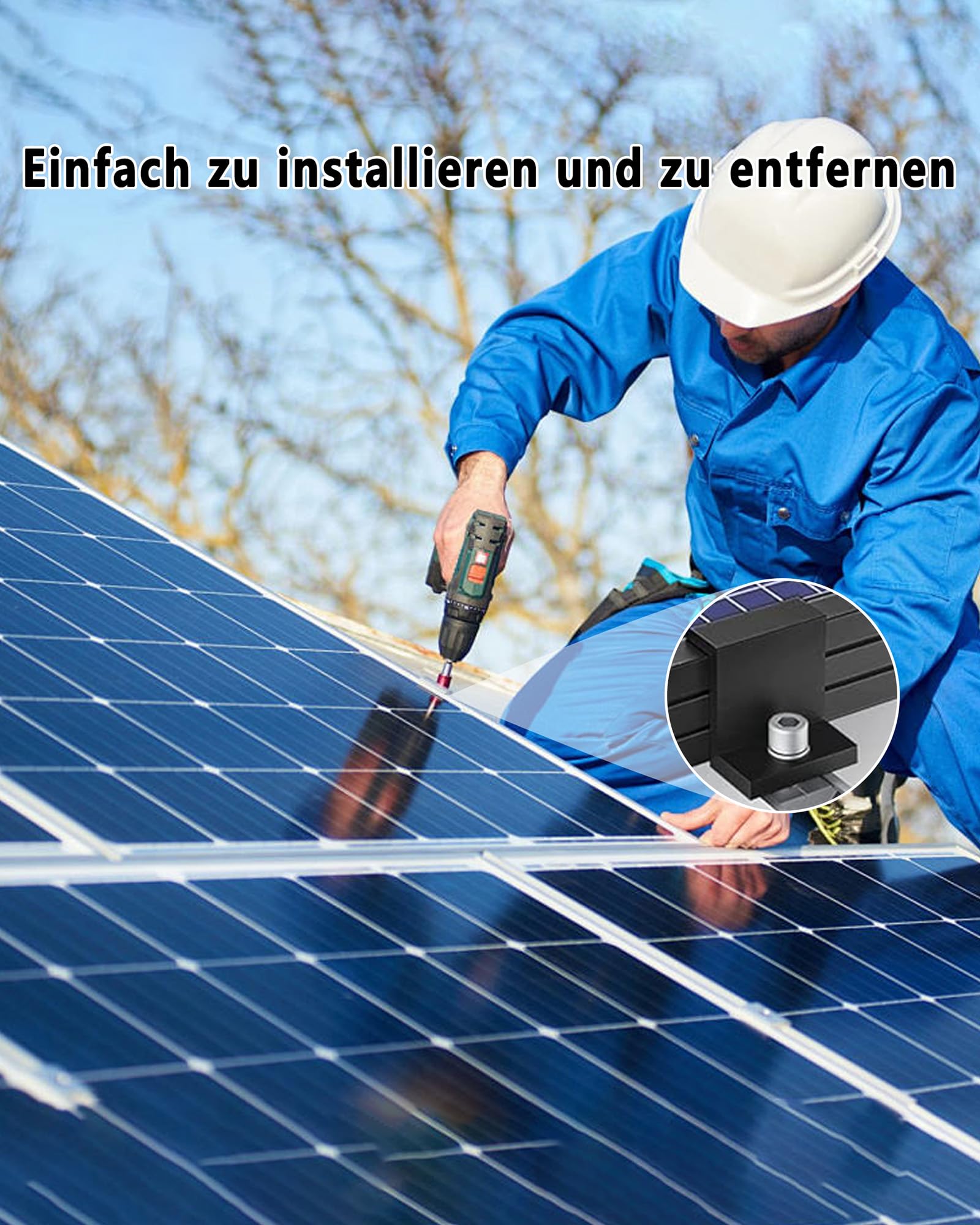 Kit de Fixation Panneau Solaire: 20 Pièces Support Panneau Photovoltaique en Aluminium 30 mm Support Montage Panneau Solaire en Z Avec Ecrous et Boulon