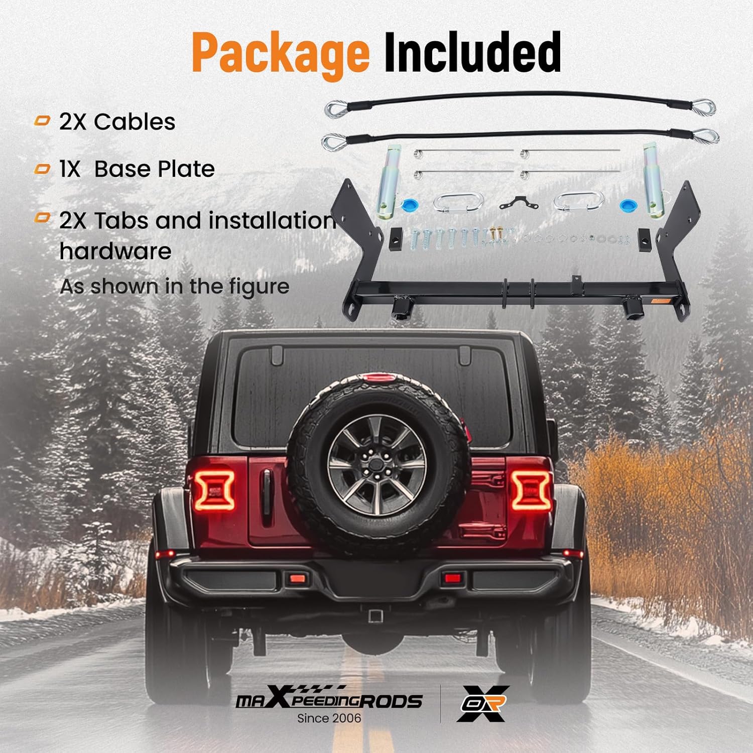 maXpeedingrods BX1139 Tow Bar Base Plate Bracket for Jeep Wrangler JL JLU All Models with Standard Bumper Acc 392 4XE 2018-2023