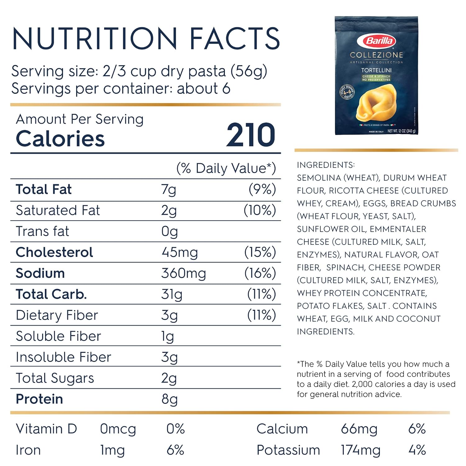 Barilla Collezione Cheese Spinach Tortellini Image