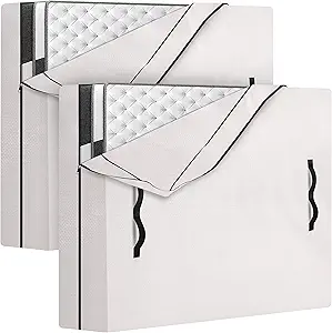 2 Pack Mattress Bags for Moving and Storage with 8 Handles - Mattress Cover for Moving - Heavy Duty, Strong Zipper Closure, Moving Supplies & Moving Bag - Semi-Transparent, Twin XL