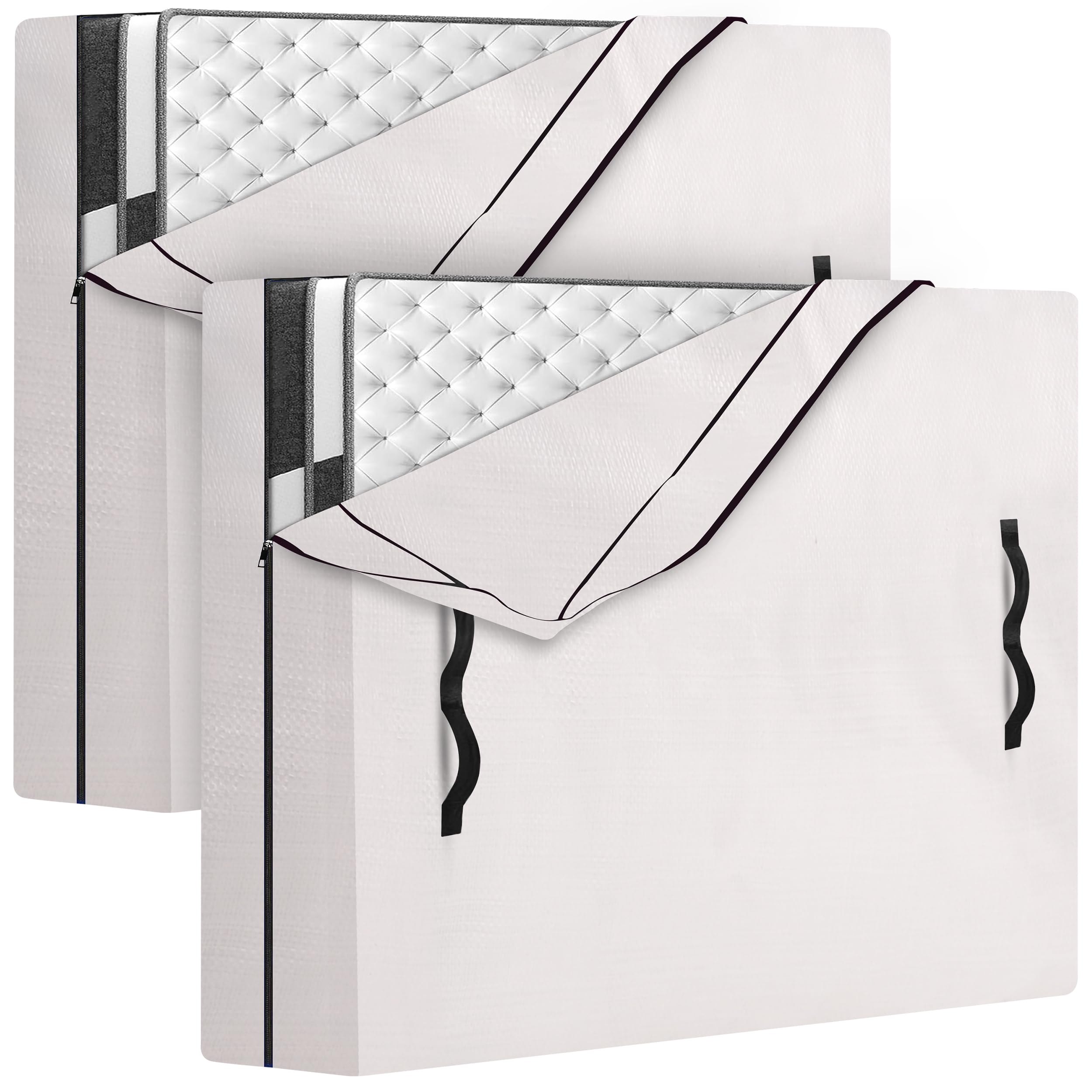 HOMESURE 2 Pack Mattress Bags for Moving and Storage with 8 Handles - Semi-Transparent, Twin