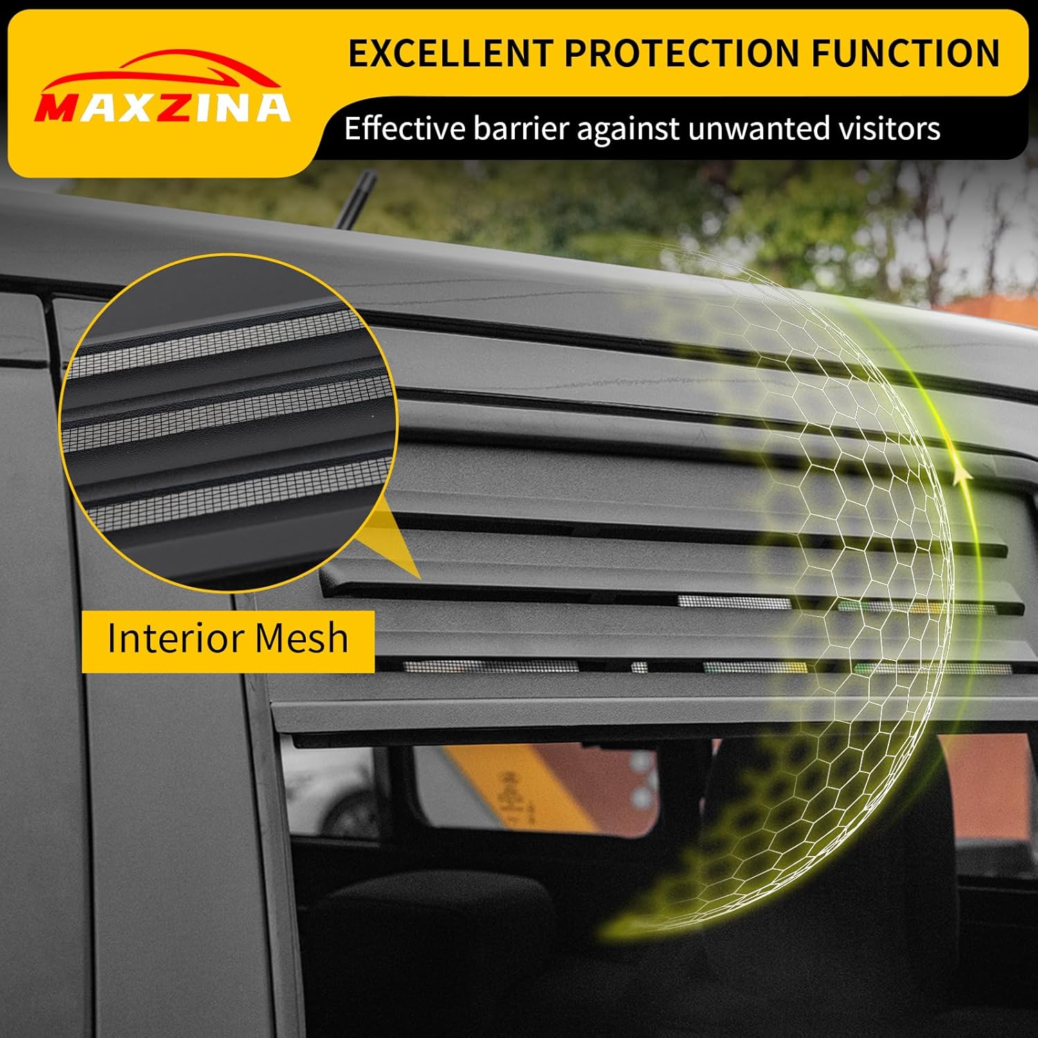 Rear Window Vents Compatible with 2015-2025 Ford F150 Window Covers with Mesh Net for 2024 F-150 Accessories
