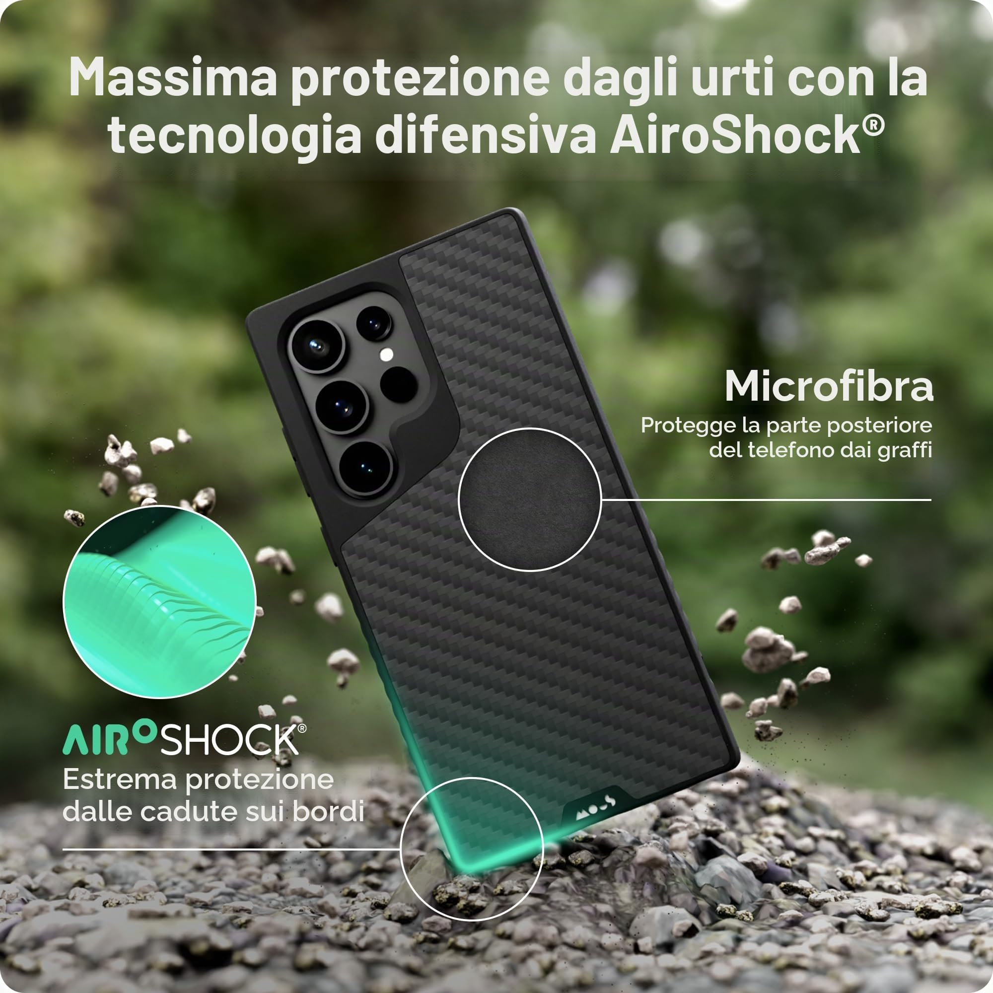 Mous per Samsung Galaxy S24 Ultra Cover Compatibile con MagSafe, Limitless Fibra di Carbonio - Antiurto