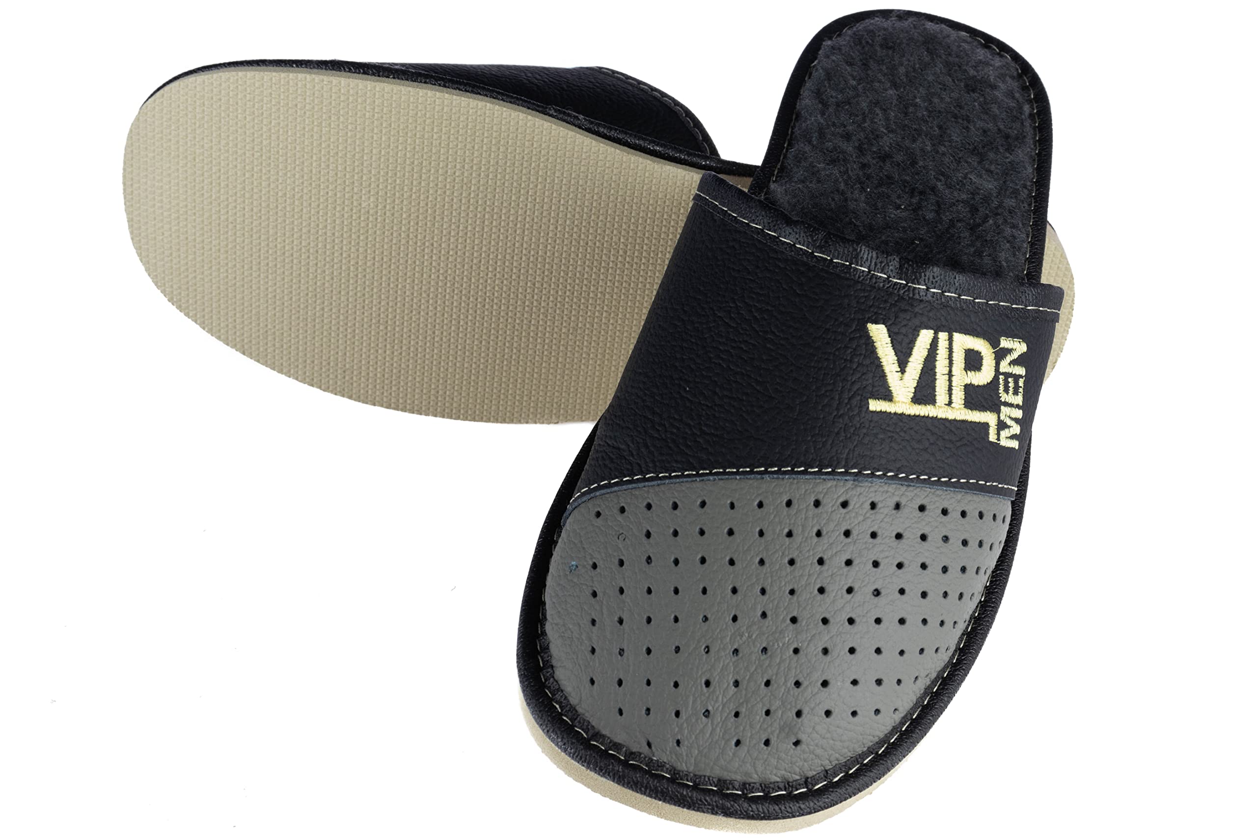 APREGGIO Herren Hausschuhe aus Leder – Bequeme Pantoffeln & Hauslatschen für Herren, Handgefertigt 40/46 EU