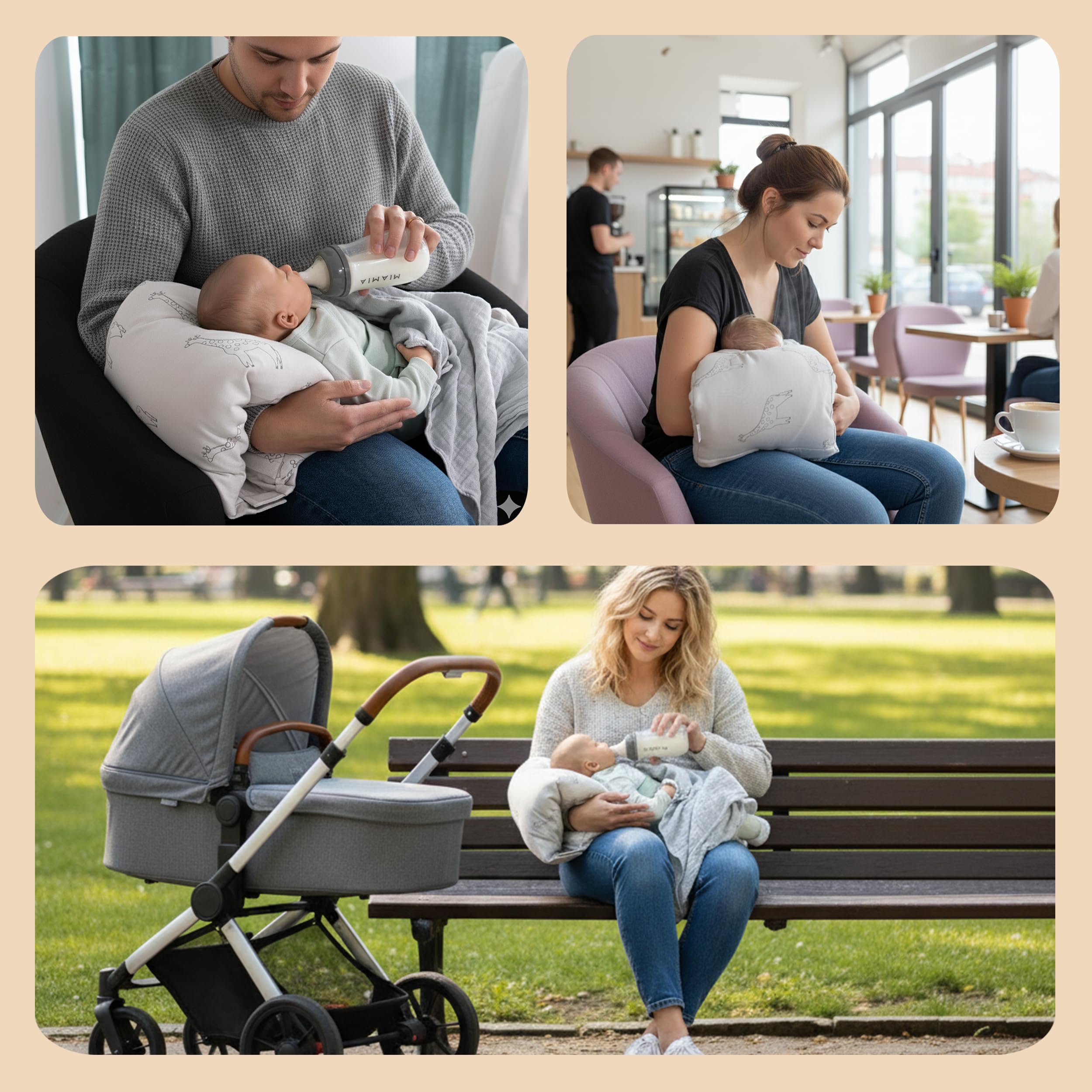 LaLoona Mini Coussin Allaitement de Voyage – Petit Oreiller de Soutien pour Le Bras, Doux & Confortable – Idéal pour Allaiter & Donner Le Biberon – Certifié Oeko-Tex, Beige