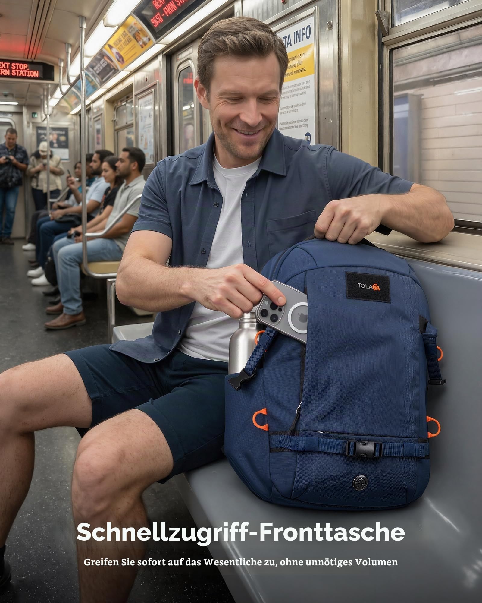 Tolaccea Reiserucksack 30L Damen Herren, Handgepäck Rucksack 16 Zoll Laptop | Nachhaltiges RPET. 180°-Laptopfach bis 16" mit EVA-Schutz. YKK-Reißverschluss. Standfeste Bodenplatte