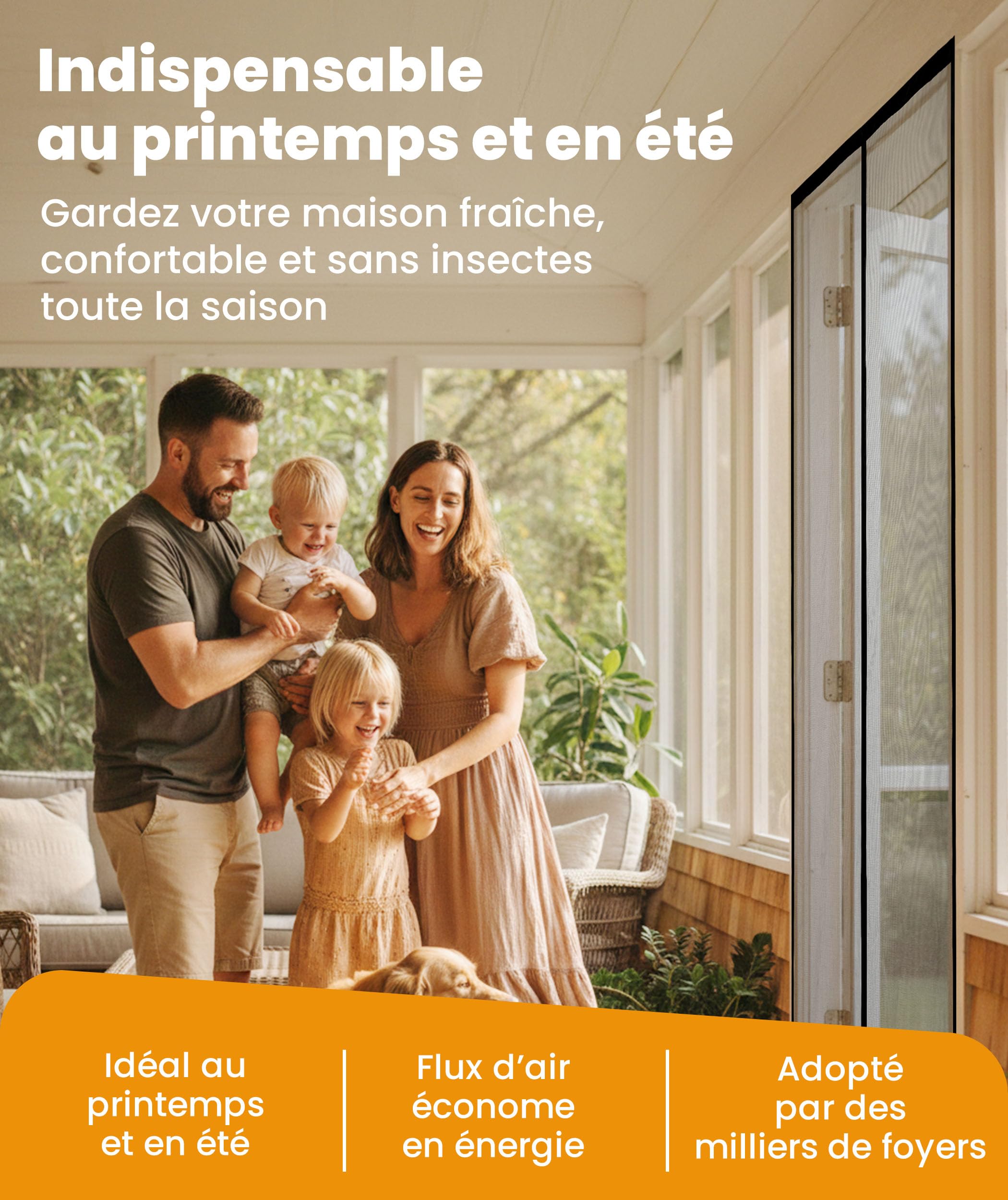 Moustiquaire Fenetre Magnétique 120x220cm Anti-Insectes Mosquito Net
