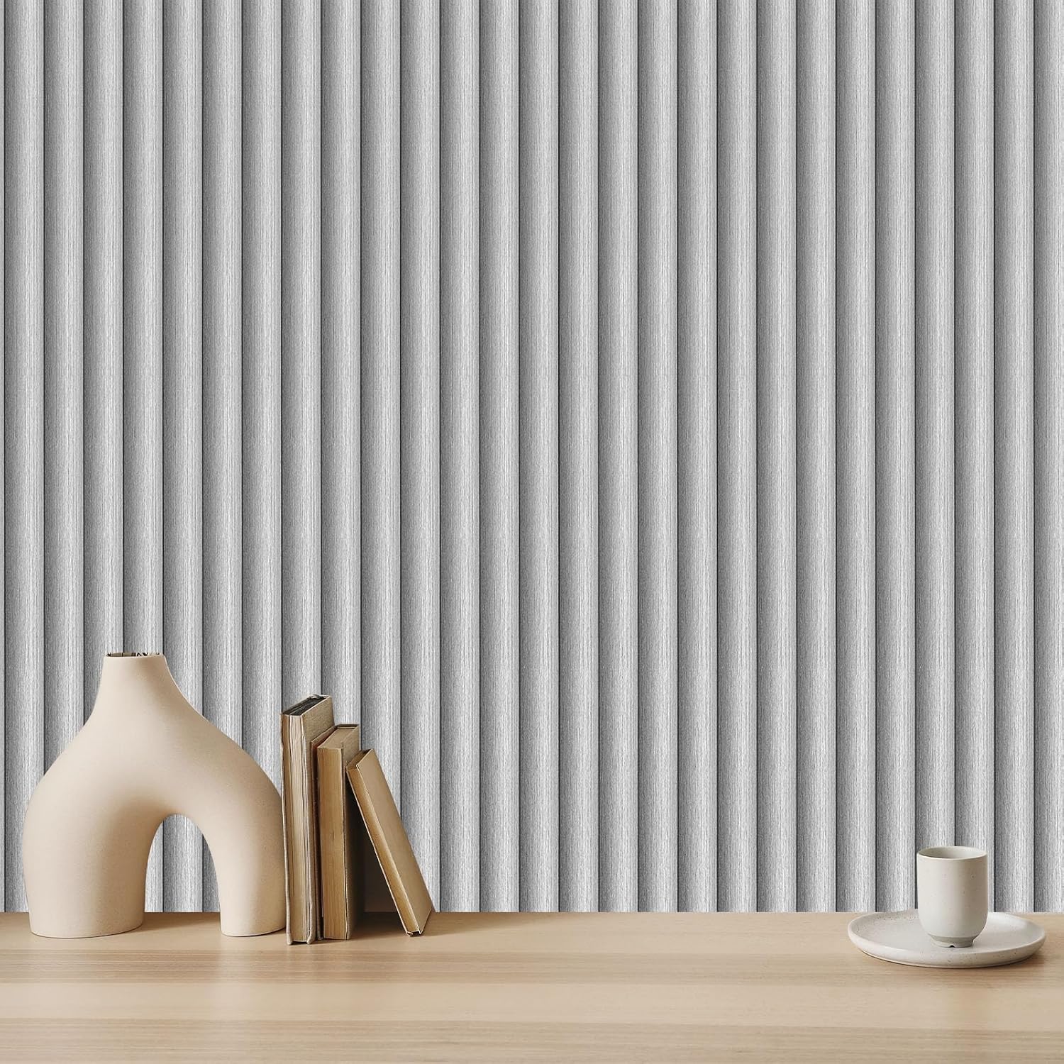 Peel and Stick Wallpaper Contact Paper Countertops Modern Removable Renter Apartment Friendly Self Adhesive 3D Wood Slat Panels Waterproof Easy Vinyl Wrap Wallpaper 35.4"x196"