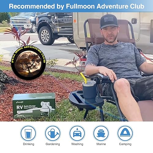 Miniatura 6 de FRIZZLIFE Filtro de agua para autocaravana, certificado NSFANSI 53 y 42, filtro de manguera en línea para RV-0.5 micras de alta presión de agua,