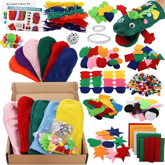 TOPZEA 12 Pack Hand Puppet Making Kit, Kids Craft and Art Aupplies Felt