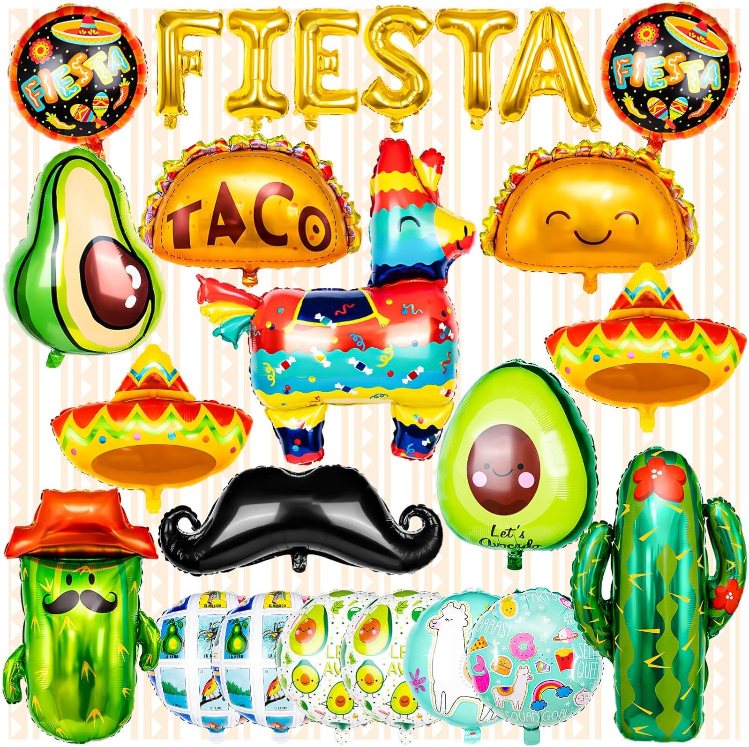 24Pcs Cinco De Mayo Balloons, Happy Fiesta Mayo Balloons