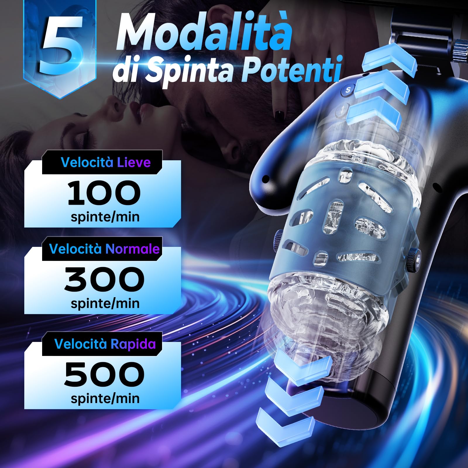 Masturbatore Uomo Masturbatore Maschile Sex Toys - Masturvatore per Uomo con Supporto per Telefono e Pulsanti di Controllo su Entrambi i Lati, 5 Modalità di Spinta & 1-10 cm, Sexytoysys Coppia Sex Toy