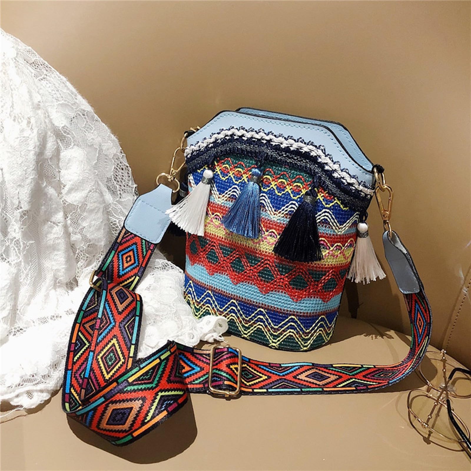 Borsa da festival hippie - Borsa a tracolla con pochette | Piccola borsa da donna in stile Banjara | Moda boho hippie - Italia