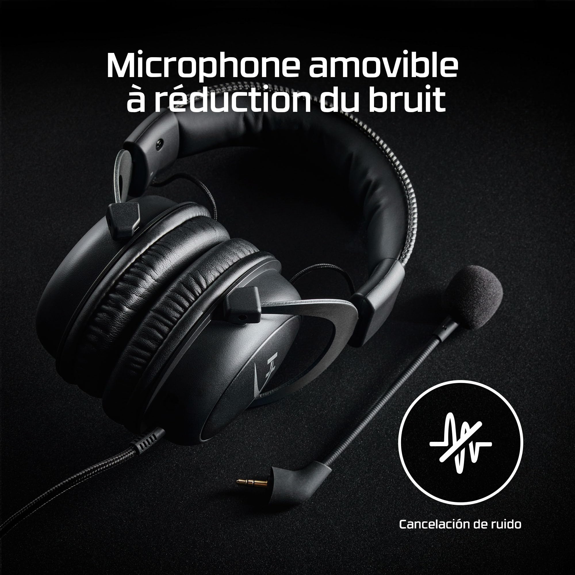 HyperX Cloud II, casque gaming filaire, son surround 7.1, haut parleurs 53 mm, micro détachable réduction de bruit, mousse mémoire de forme, arceau en aluminium robuste, PC, Xbox, PS4, PS5, Noir