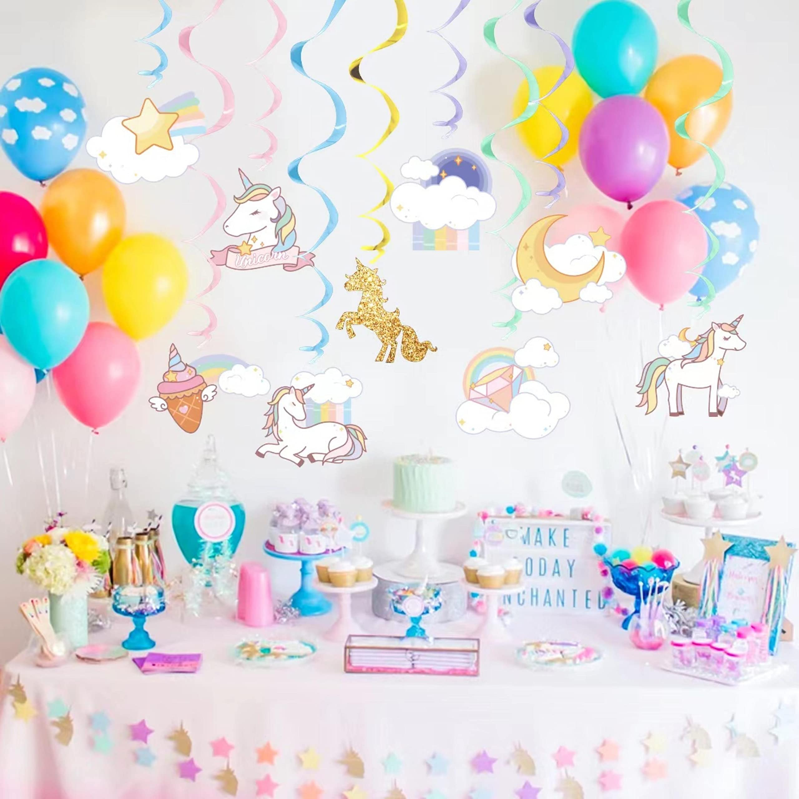 9Pcs Unicorn Hanging Swirl Decorations – Colorful Unicorn Party Decor for Birthday Parties, Baby Showers, Kids’ Events – Fun Hanging Swirls for Magical Celebration
