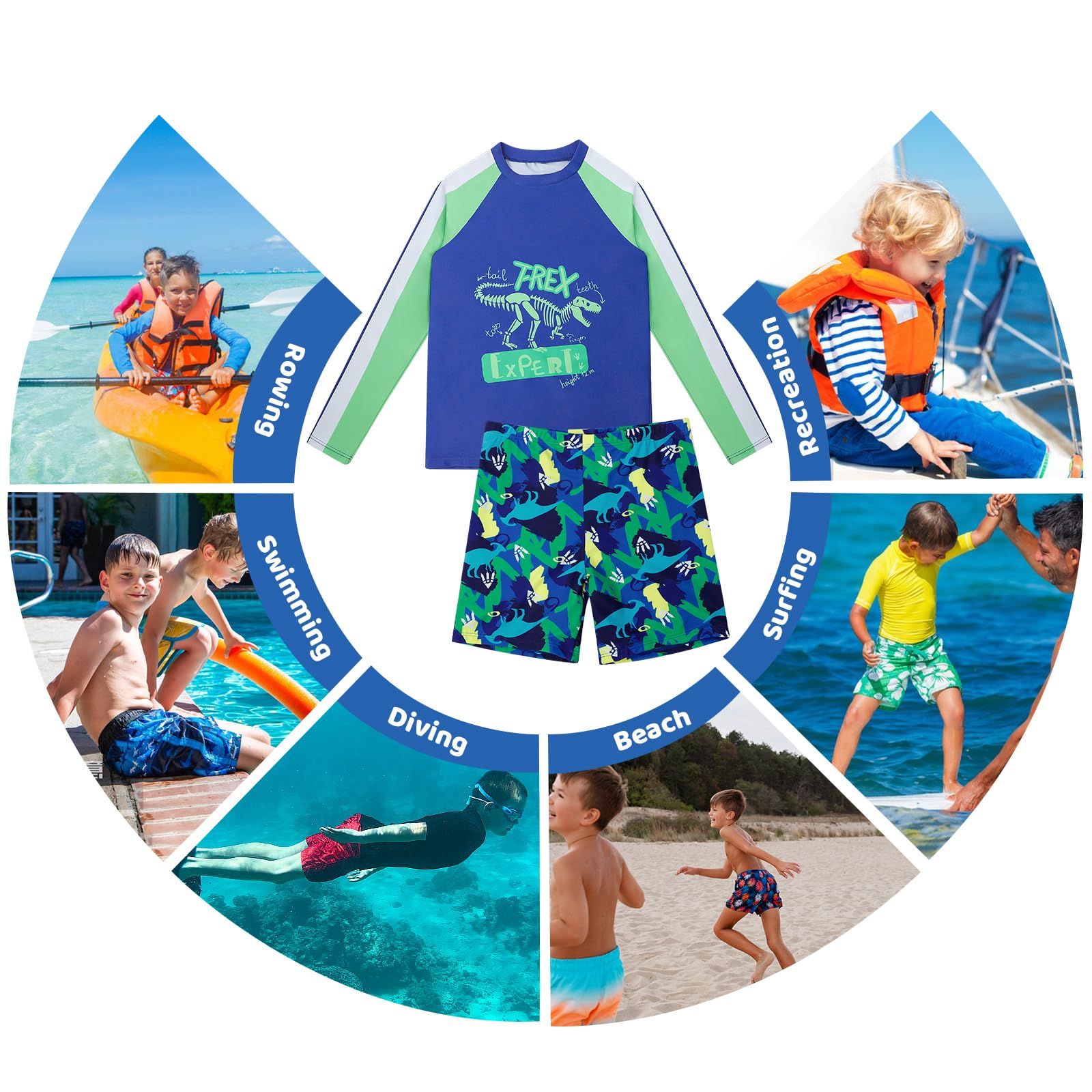 Bañador Niño con Manga Larga UV Protección Solar Camiseta de baño y Pantalones de natación para Surf Piscina Playa