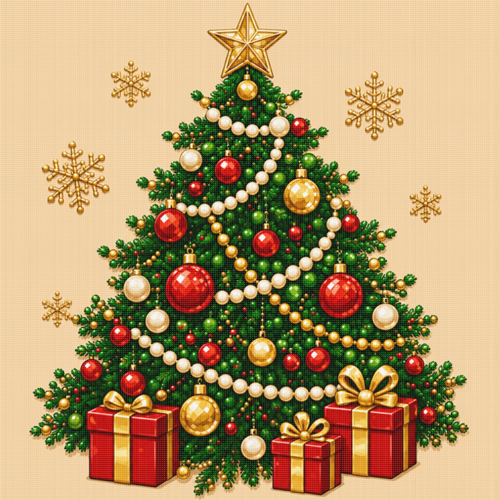 Xmas Tree Christmas Cross Stitch Embroidery Kit 14Ct 2 Strand 30X30cm (Xmas Tree)
