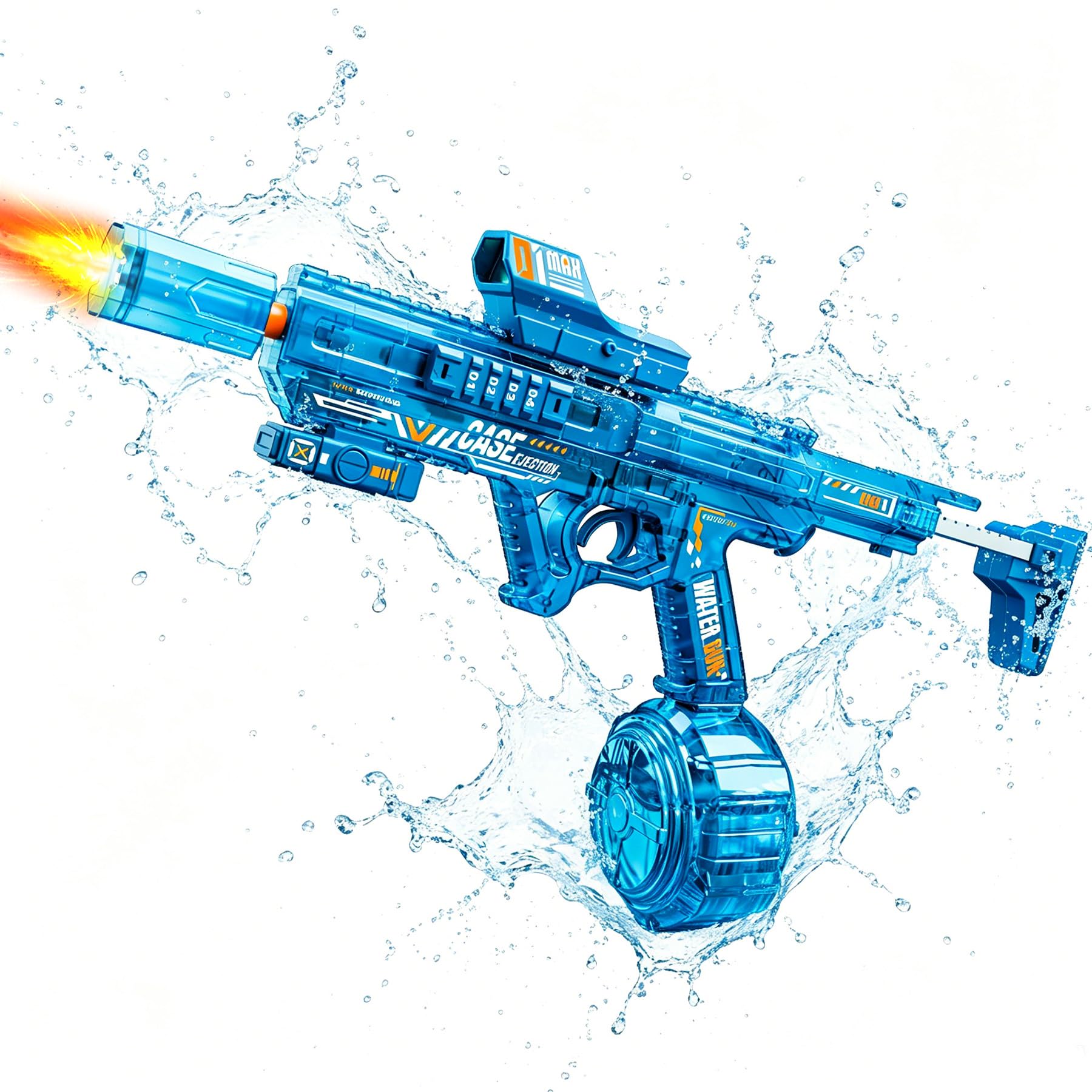 Elektrische Wasserpistole für Erwachsene und Kinder, Automatische Wasserspritzpistole mit LED-Lichtern, Wiederaufladbarer Batterie WasserPistolen für Sommer Strand Pool Wasserspaß Spielzeug, Blue
