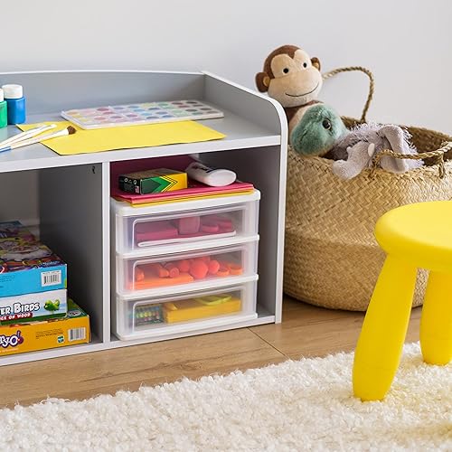 Miniatura 5 de IRIS USA - Organizador de escritorio de plástico de 3 cajones para oficina, archivos y suministros, mediano, blanco, 1 paquete