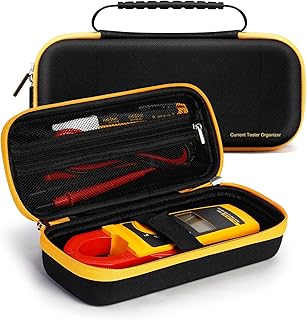 KingSung Hard Carrying Case for Fluke 323/324/325/302/303/305 Digital Clamp Multimeters and 374/375/376/902 FC True RMS Meters, with Wide Rubber Handle Strap, EVA Strong Drop-Resistant Shell, Black
