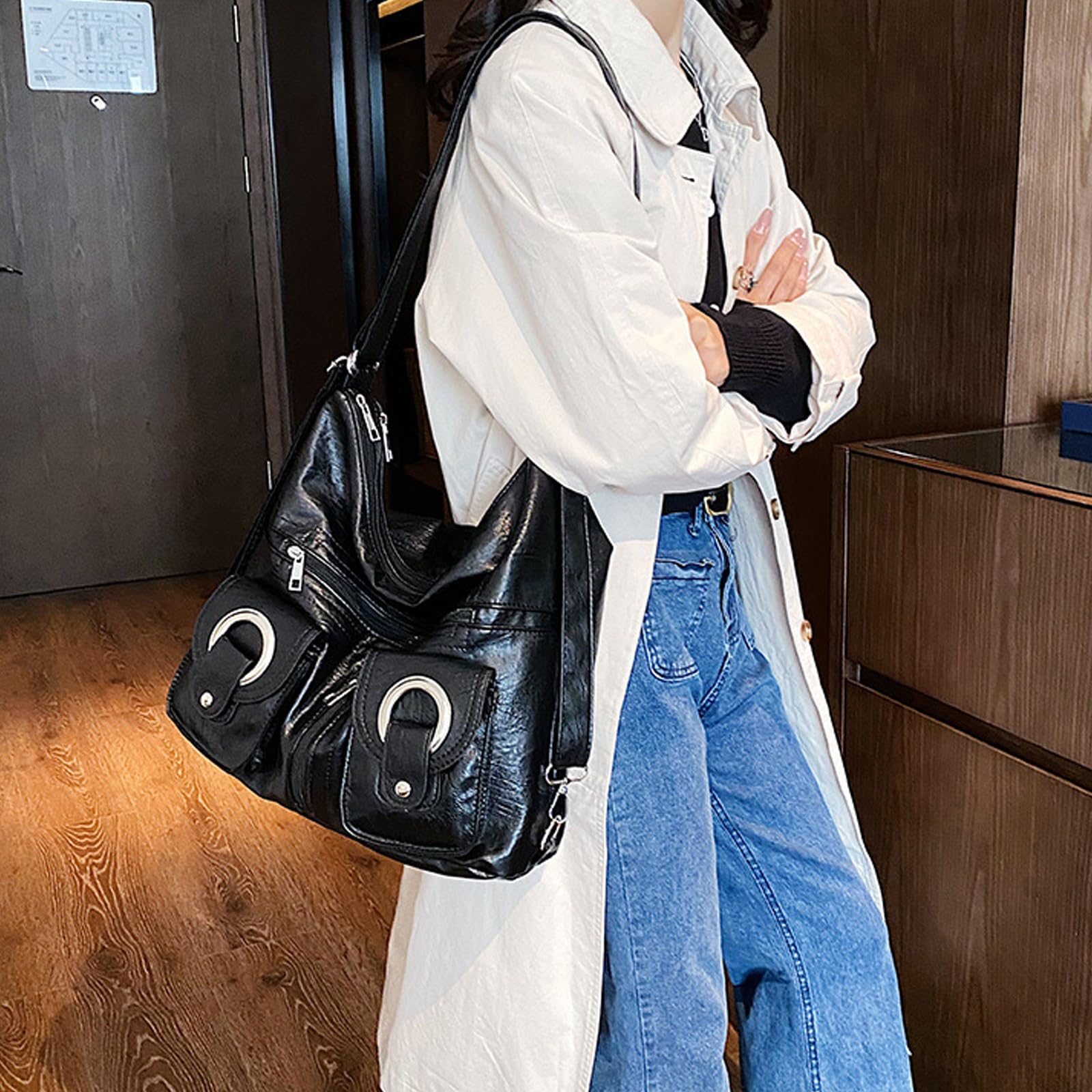AINUOEY Donna Borse a Mano Borsa a Spalla Elegante Grandi Firmate Marca Tracolla Antifurto PU pelle 79303 1 pz