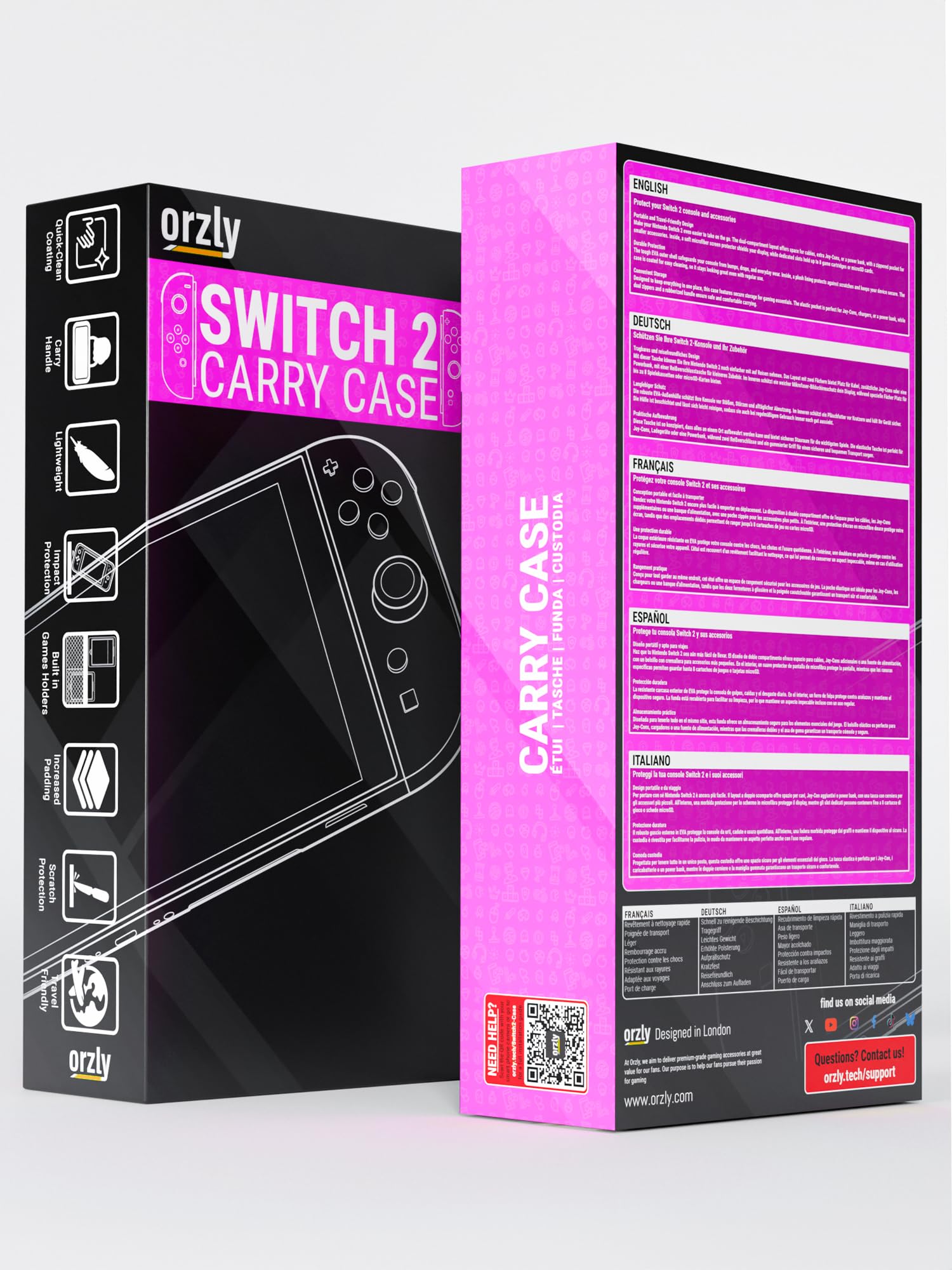 Orzly Custodia per Nintendo Switch 2, custodia protettiva da viaggio con pad per lo schermo, schede di gioco e slot MicroSD con tasche per gli accessori della console
