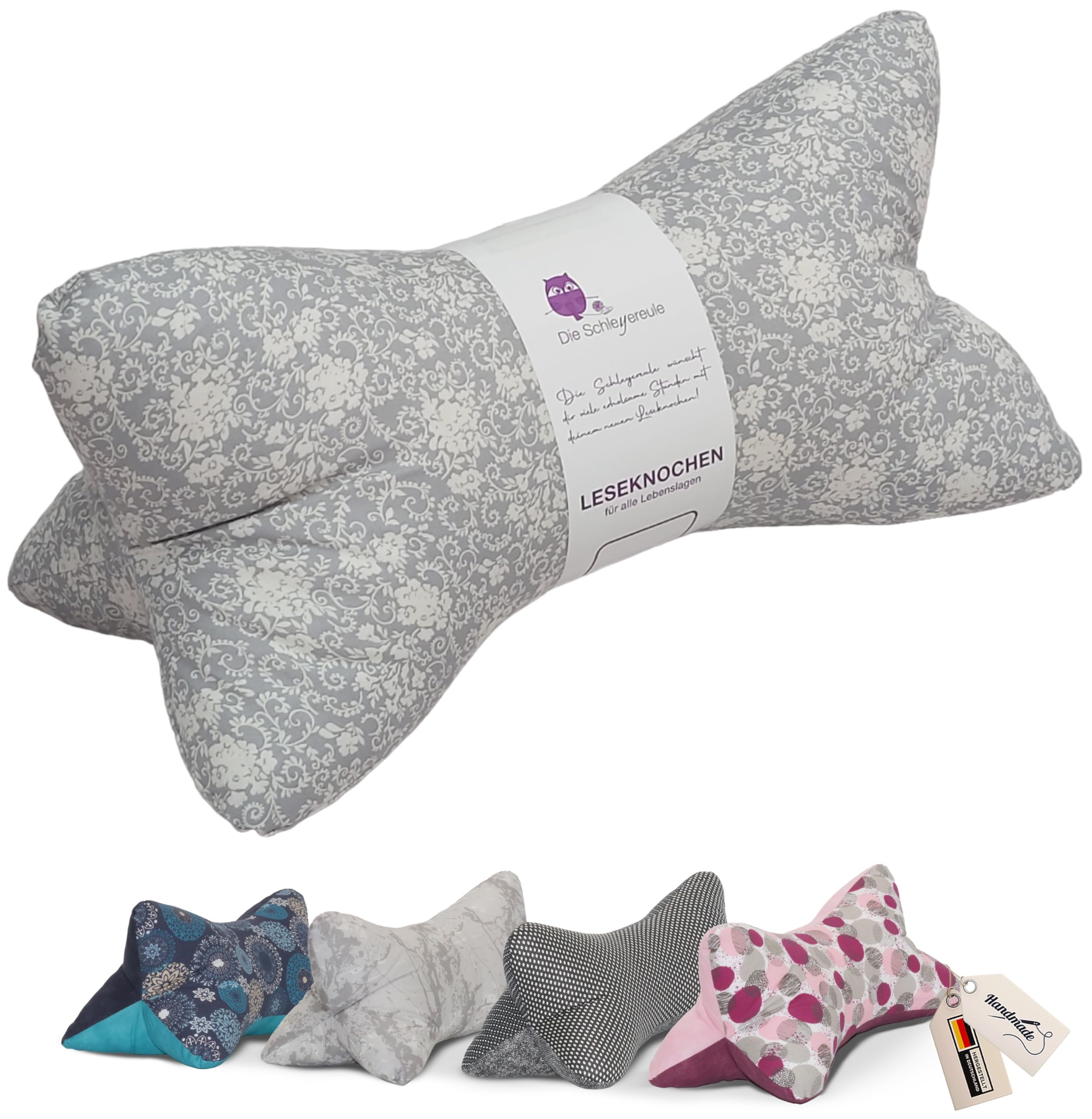 Leseknochen Blätter Nackenkissen floral Handmade in Deutschland ergonomisch waschbar Dornröschen