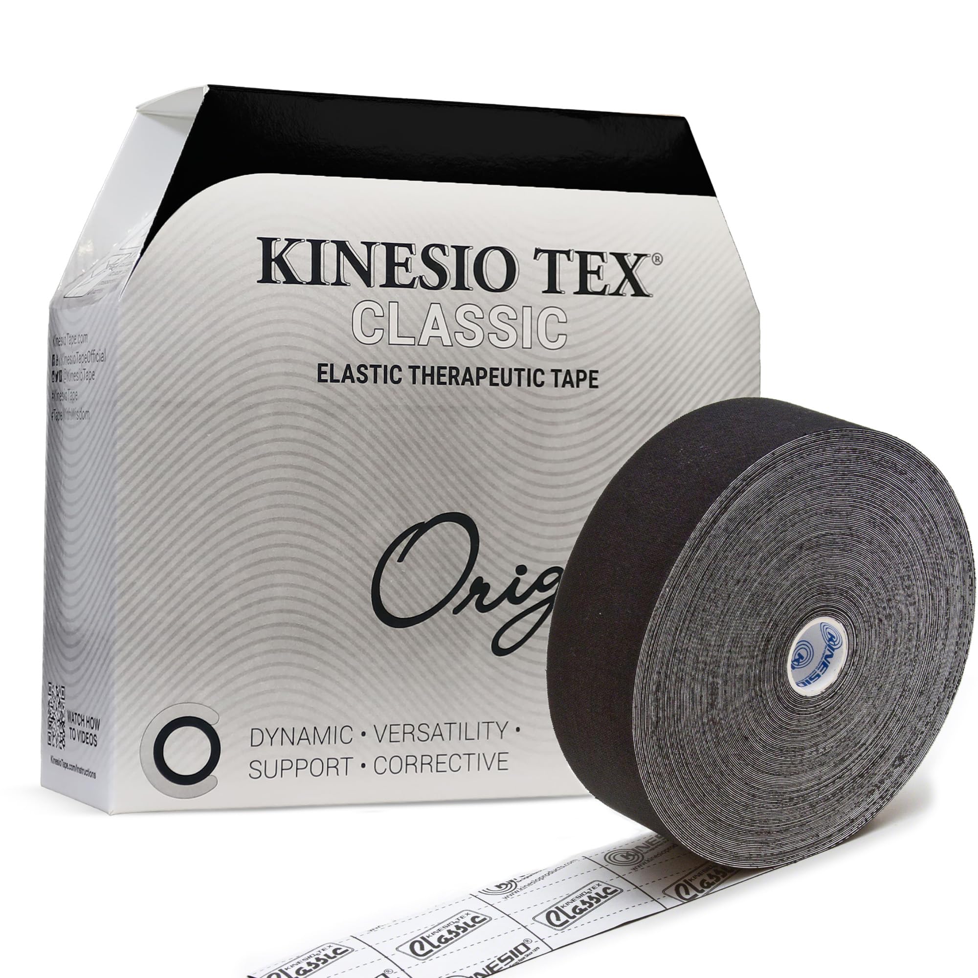 Kinesio Taping - Elastic Therapeutic Athletic Tape Tex Classic - Bulk Roll - Black – 2 in. x 103 ft