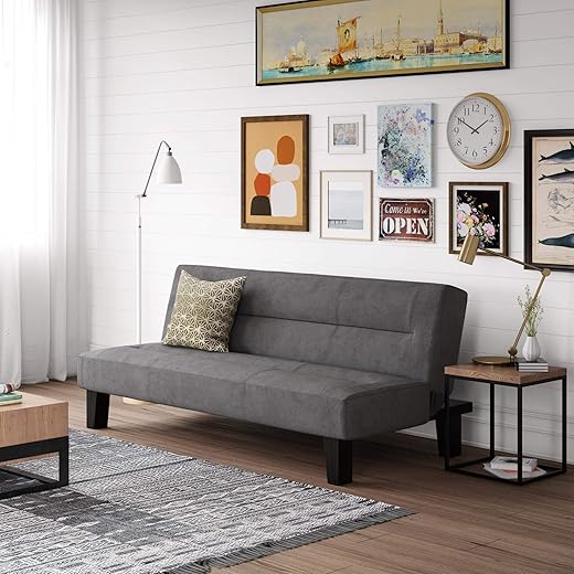 Kebo Velvet vs Novogratz Brittany: UK futon sofa bed review 2 DHP Kebo Sofabed Grey Velvet Compact