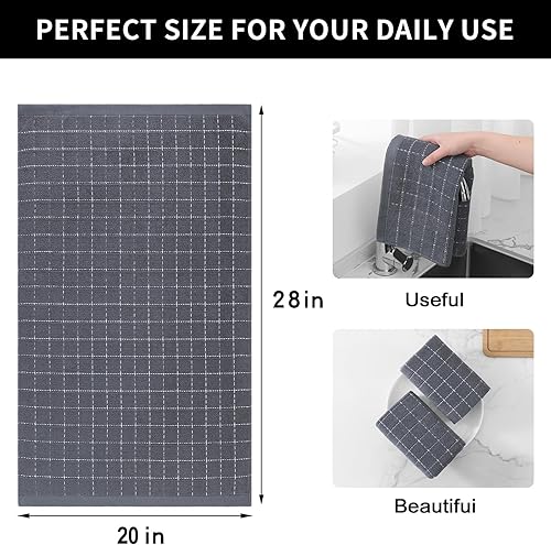 Miniatura 475 de Homaxy Toallas de cocina de rizo 100% algodón (gris oscuro, 13 x 28 pulgadas), diseño a cuadros, suaves y súper absorbentes, paquete de 6