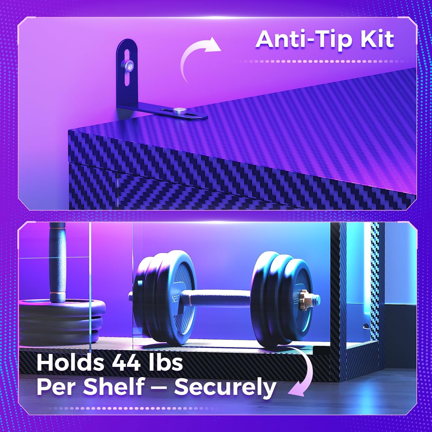 AODK Glass Display Cabinet with Glass Doors, 4-Tier Display Case with RGB Lights, Glass Cabinet Shelf for Collectibles and Storage, Black Curio Cabinet for Gaming Room