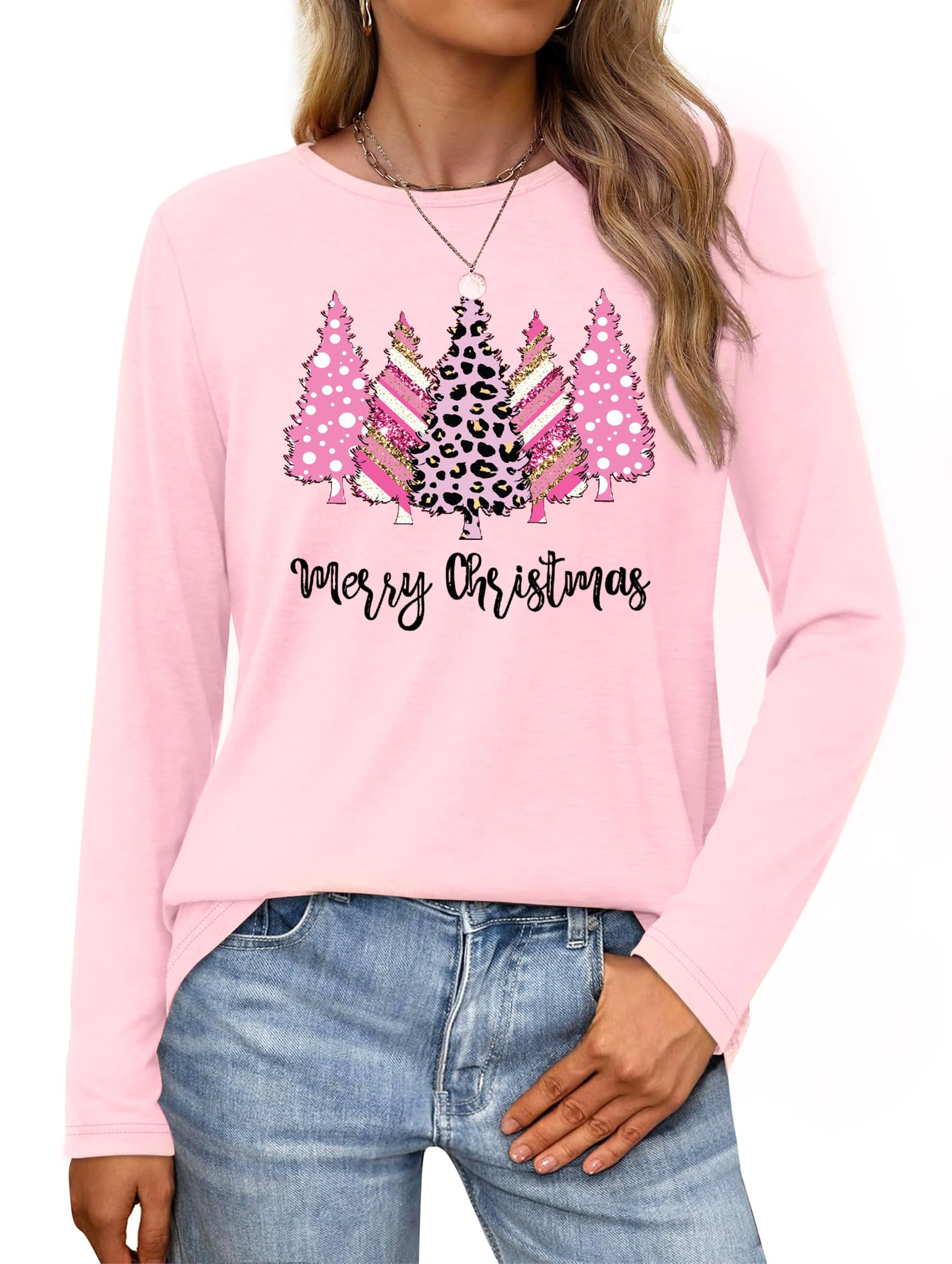 tiorhooe Weihnachtsshirt Damen Langarm 2025 Christmas Shirt Lustig Weihnachten Shirt Damen Top