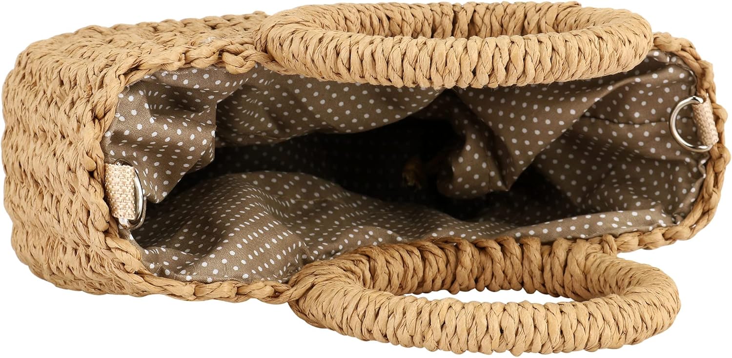 Rattan Handmade Straw Tote Handbag Beach Shoulder Bag Summer Beach Rattan Bag Straw Bag - Image 6