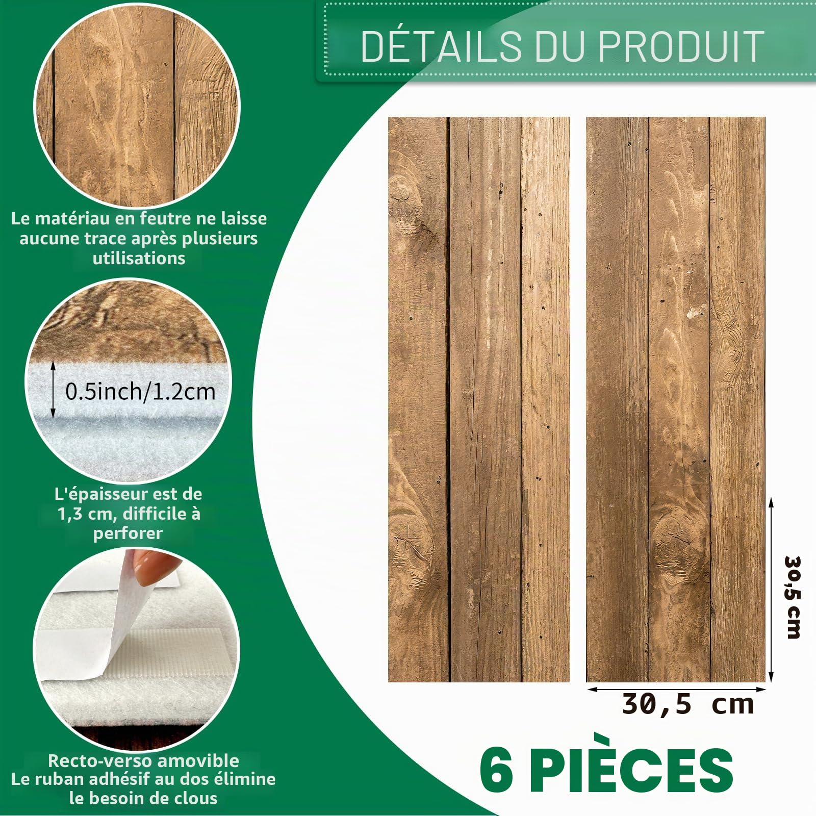KEAGAN Cible de fléchettes en bois - Protection murale en feutre - Protection murale autocollante - Panneau de fléchettes - Panneau de fléchettes - Carreaux muraux en feutre