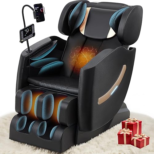 2025 Massage Chair Full Body, Zero Gravity Shiatsu Massage Recliner Chair, 10 Fixed Rollers, Waist and Foot Heating, 6 Auto Mode, Touch Screen Controller, Gift for Family (Black)