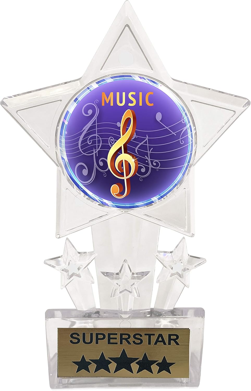 Express Medals 6.5 Inch Clear Acrylic Star Music Superstar Trophy Awards (Pack of 6)