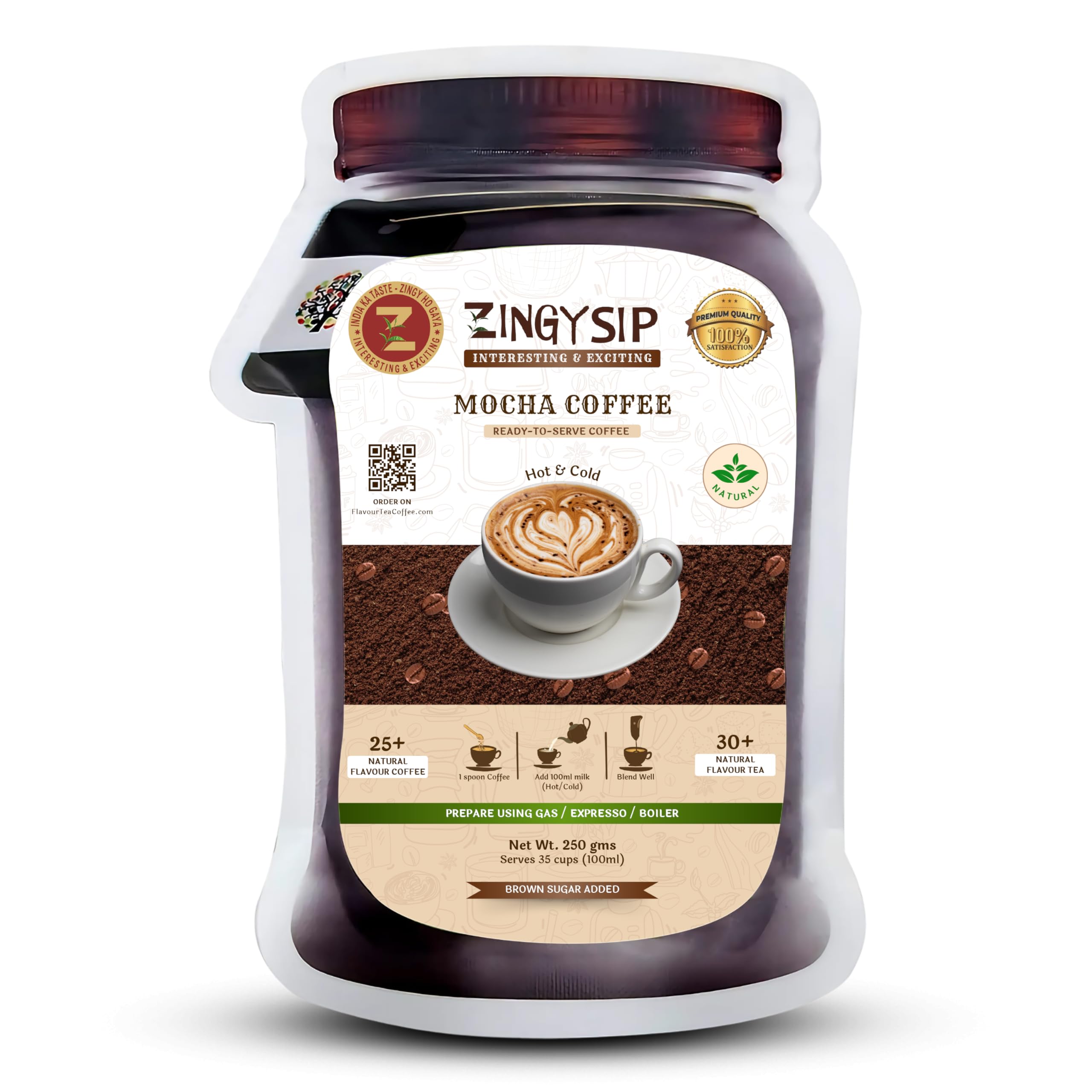 ZINGYSIP Mocha Tea | Premium Tea Blend with Coffee & Cocoa | Rich