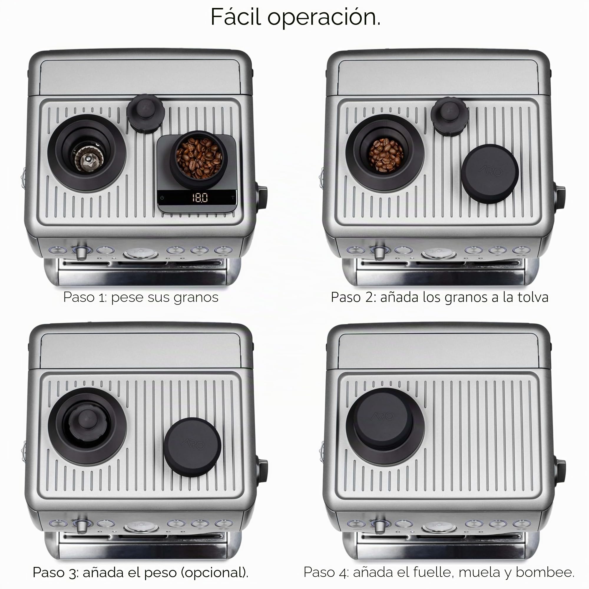Tolva de dosis única con fuelle de silicona y peso antipalomitas de maíz, compatible con Breville Barista Express, Pro, Touch e Impress, color negro