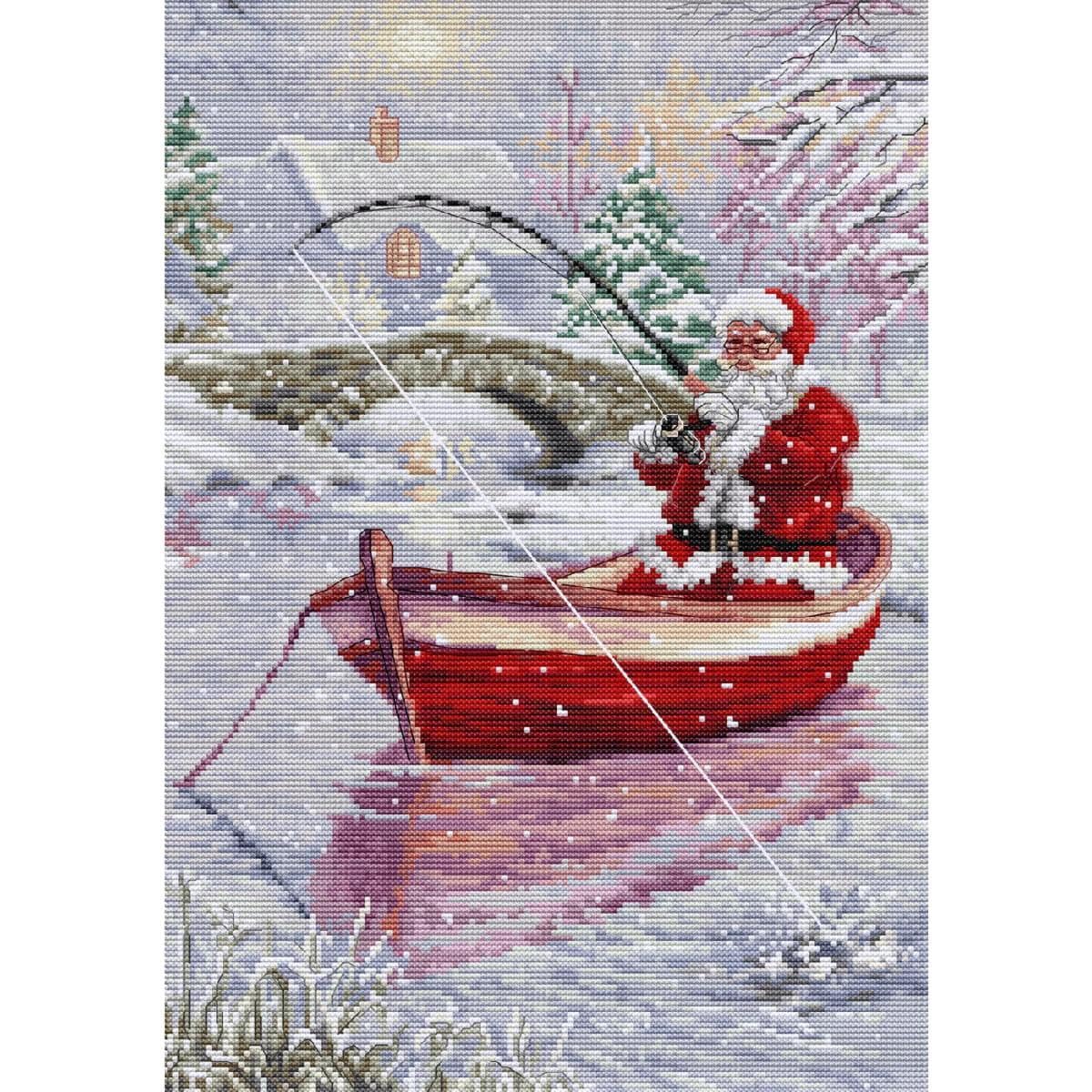 Luca-S Multicolor Cross Stitch Kit Santa Fishing, Bu5014