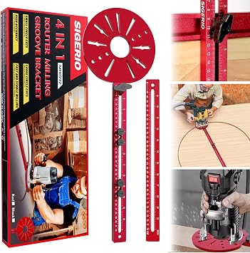 Router Circle Cutting Jig for Full-Size & Mid-Size Routers 4 in 1 Adjustable Router Jig, Aluminum Alloy Circle Cutting Guide, Extendable Arm Cuts Large Circles 10" to 58" for Woodworking