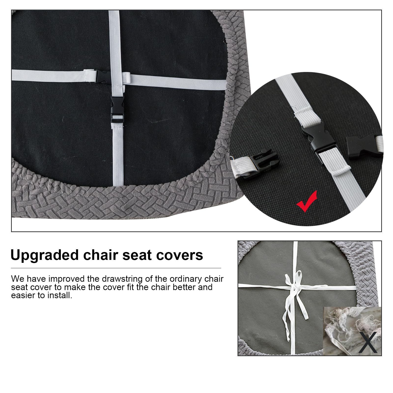 Genina Fundas de asiento para silla de comedor, fundas de asiento de cocina, fundas de silla (gris oscuro, 6 piezas)