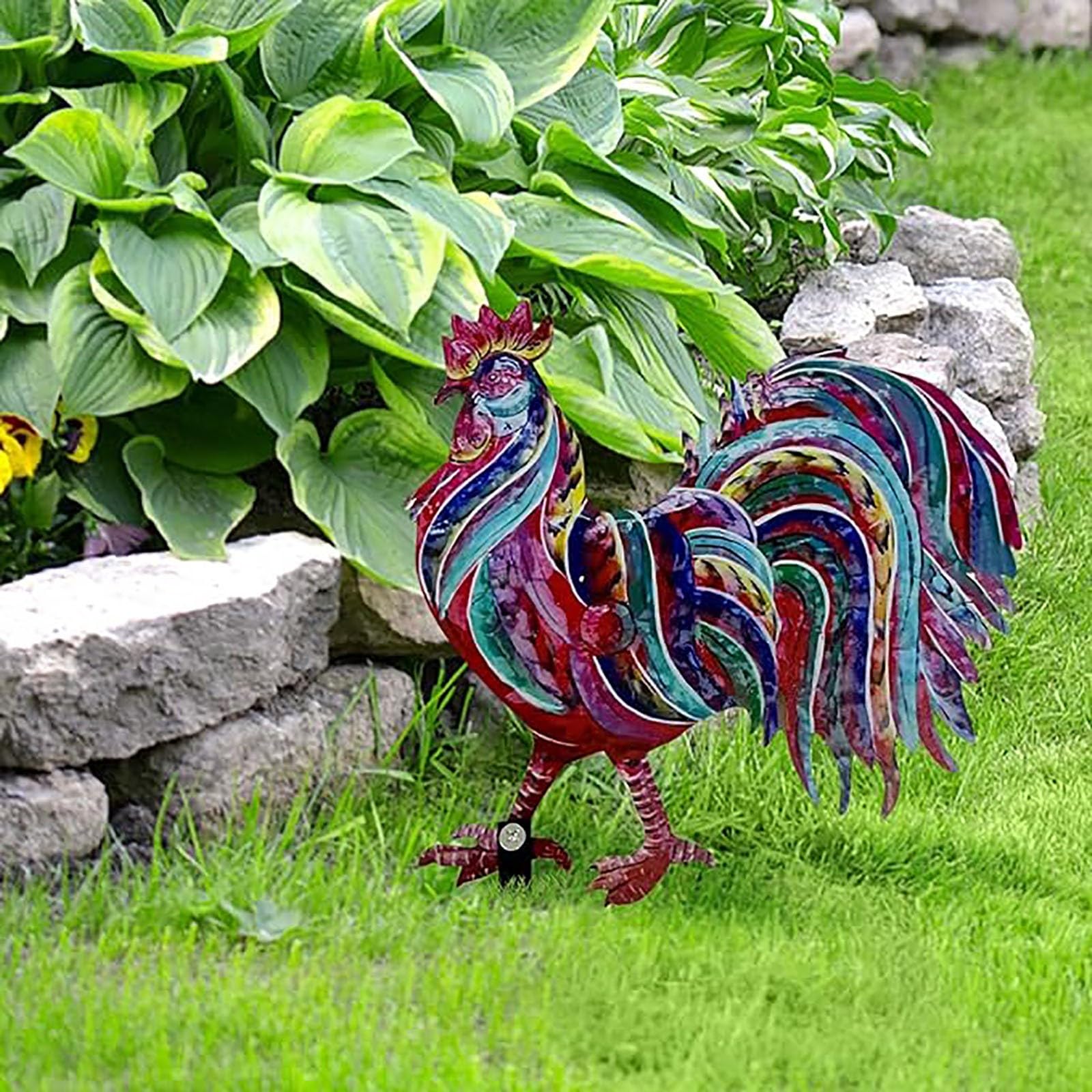 Statue De Coq Déjanté En Métal - Déco Colorée Pour Jardin, Terrasse Ou Intérieur