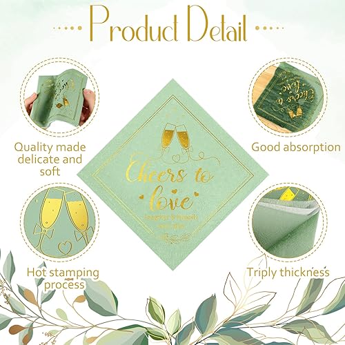 Miniatura 3 de Panelee 100 servilletas de despedida de soltera de 3 capas, desechables, papel de aluminio dorado, servilletas de cóctel para bebidas, cena,