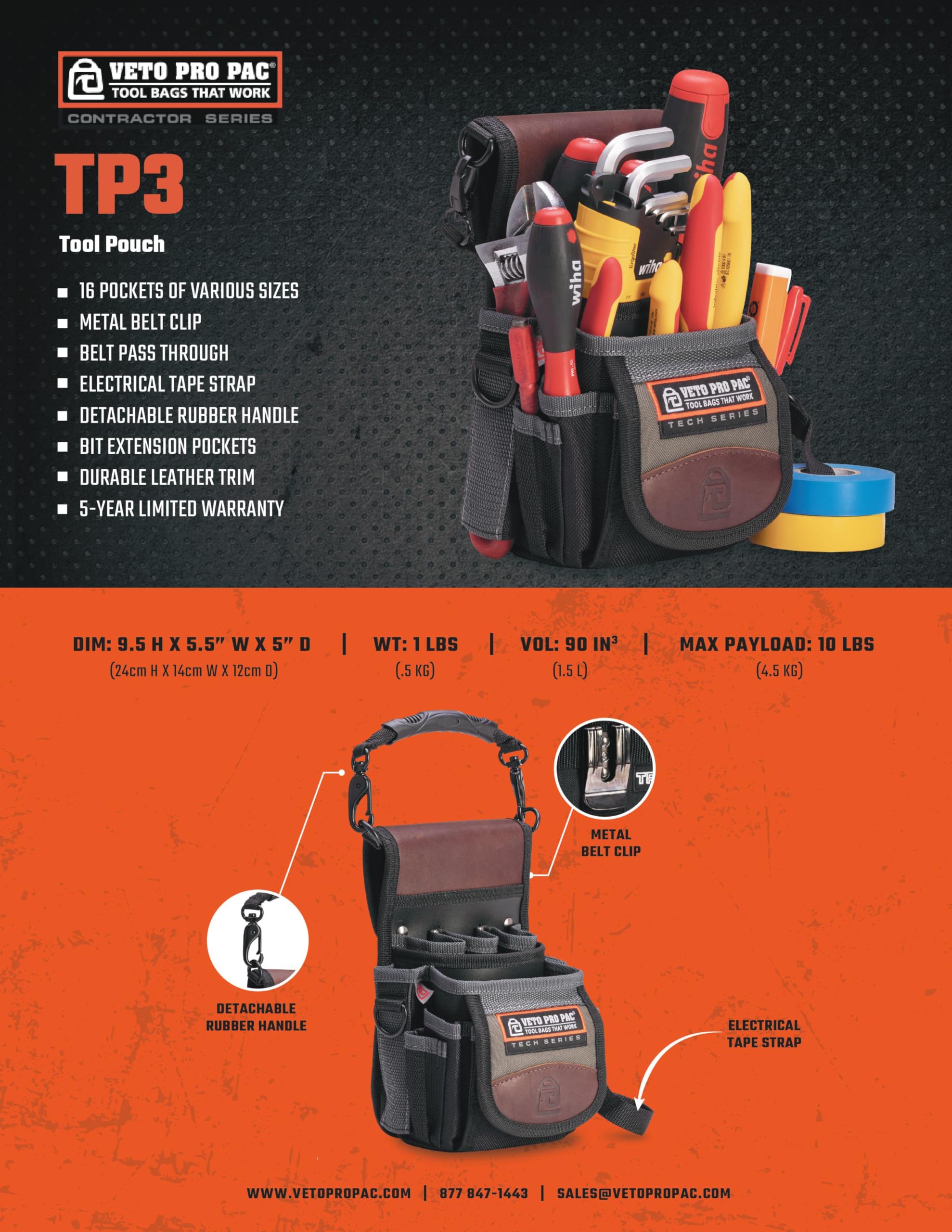 Veto Pro Pac TP3 Tool Pouch - Tool Bags - Amazon.com