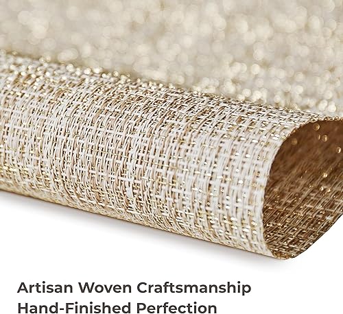 Miniatura 7 de Leetaltree Juego de 4 manteles individuales de lujo, tejido beige y dorado, impermeables, lavables, texturizados, para bodas, aniversarios, uso