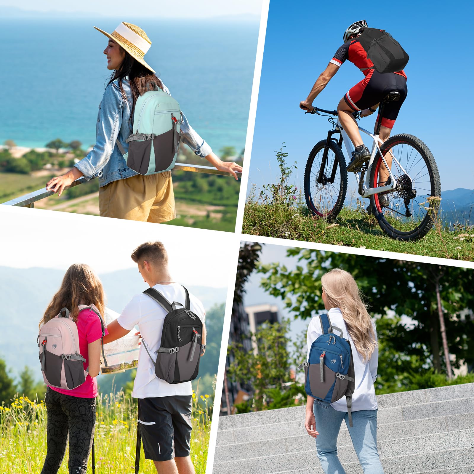 12L Petit Sac à Dos de Randonné Léger et Imperméable pour Homme et Femme, Mini Sac pour Enfant avec Sangle de Poitrine de Camping Loisir Vélo Voyage Sport de Plein Air