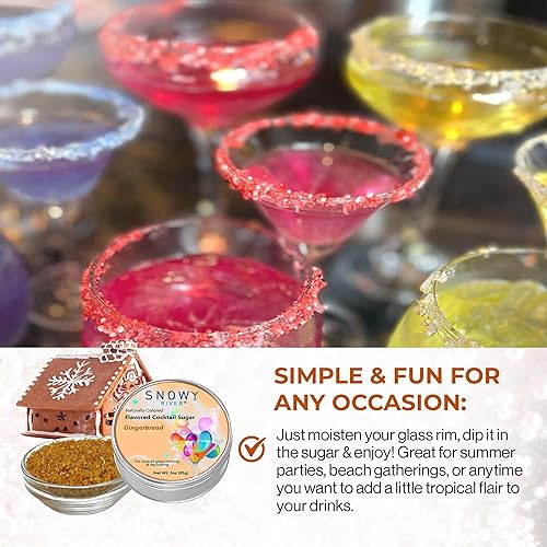 Miniatura 5 de Snowy River Azúcar de cóctel con sabor a pan de jengibre navideño añade glamour y sabor sensacional a tus cócteles, margaritas, bebidas y otras